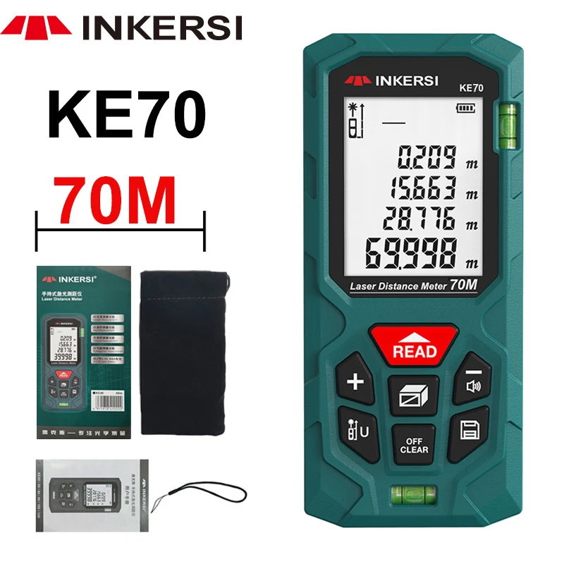 Inkersi Laser Afstandsmeter Digitale Meetlint 40M/70M/120M Hoge Precisie Laserafstandsmeter Digitale Roulette Afstandsmeter