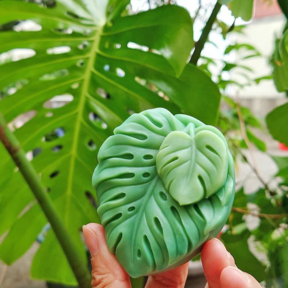 3D Stack Leaf Silicone Mold for Cake Decorating Chocolate Sugarcraft Fondant Turtle Back Arum Leaf Shape Baking Mould for Candy