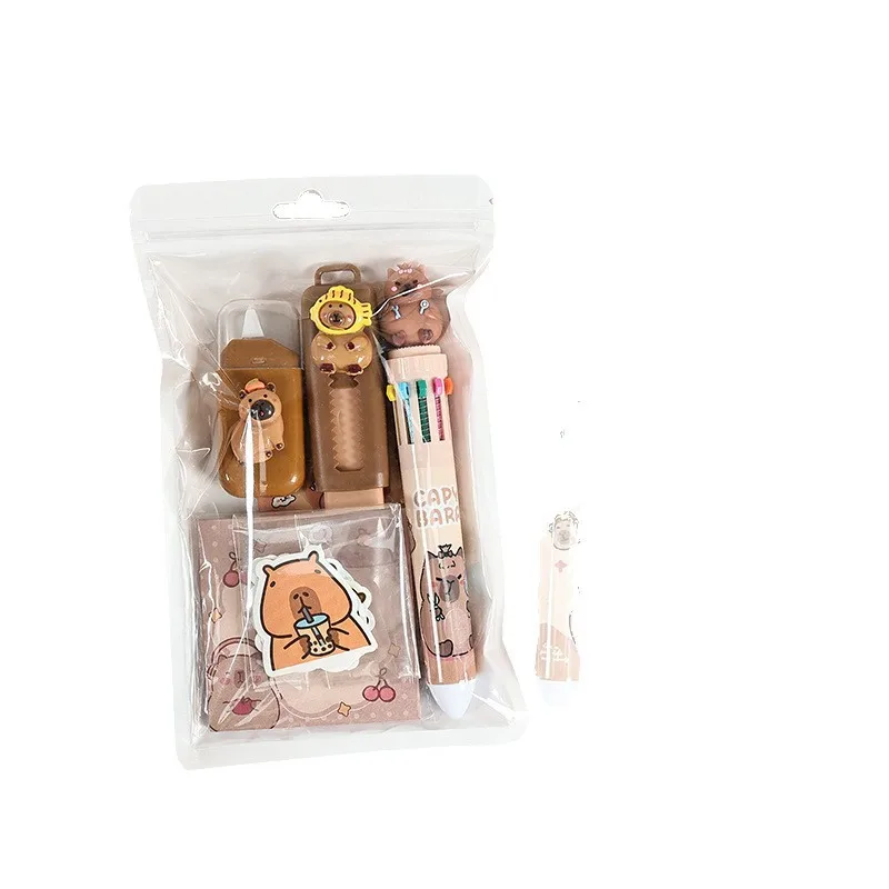 Cute Cartoon Capybara Student Stationery Set Adorable Novelty School Supplies with Charming Capybara Design