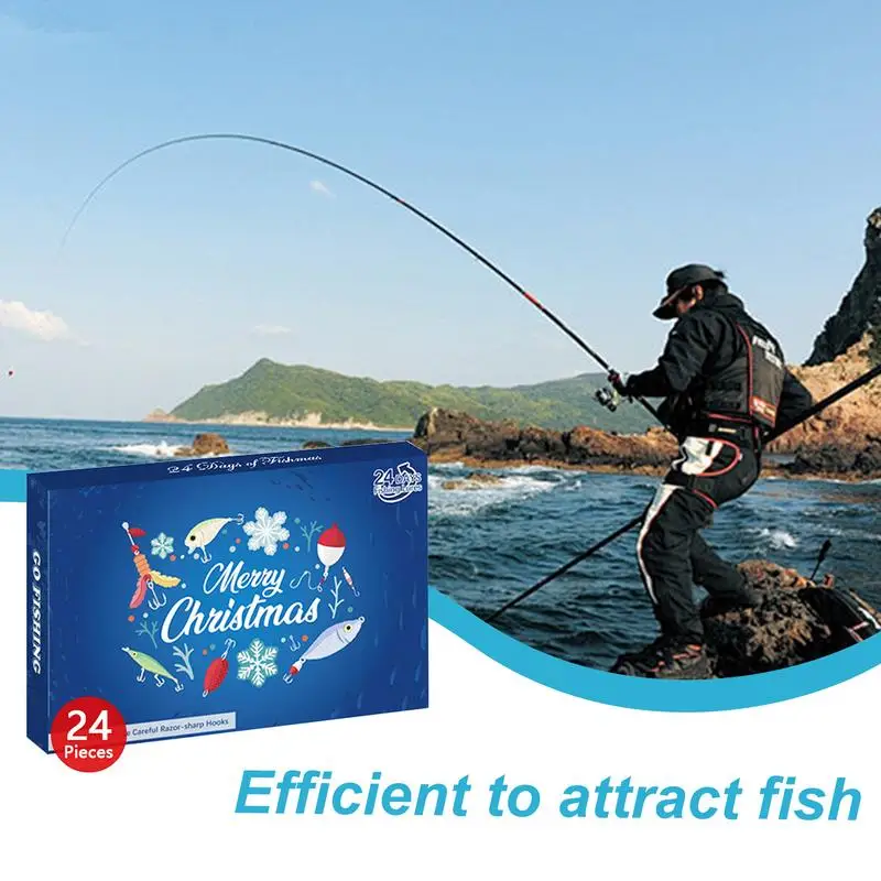 2024 Advent Calendar Fishing Lures Advent Calendar 24 Days Christmas Advent Calendar Fishing Tackle for Kids Christmas Gifts