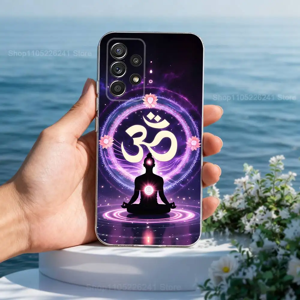 Indian Yoga A-Aum O-Om para Samsung A51,71,30,S10,9,20,Ultra,FE,Lite, S23,21,22,PIus,transparente,funda de silicona para teléfono
