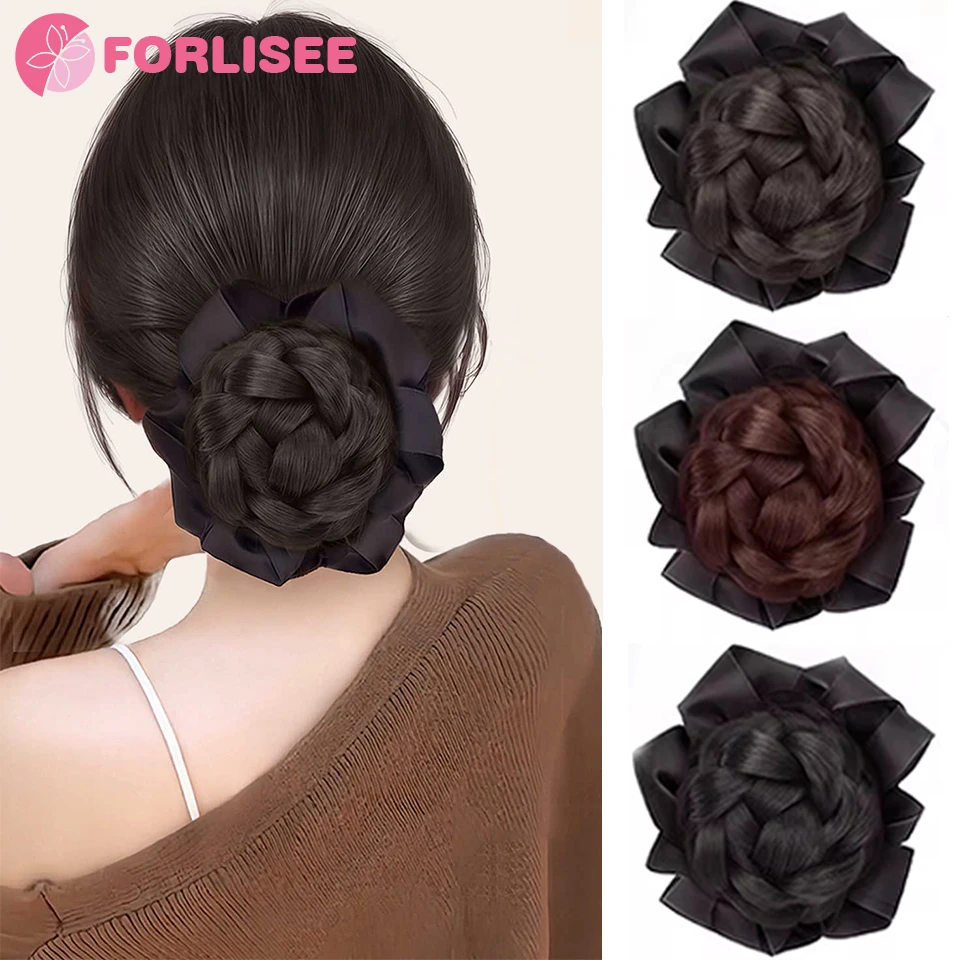

Synthetic Bun Hairpiece Claw Clip Flower Bud Low Chignon Hair Wrap Natural Volume Bun Hairband for Women Hair Accessories