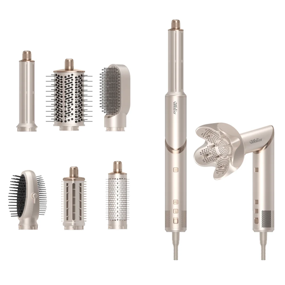 8-in-1 Föhnborstel Hoge snelheid borstelloze föhn Negatieve ionische haarverwarmingsborstel Hot Air Styling Kam Auto Hair Curle