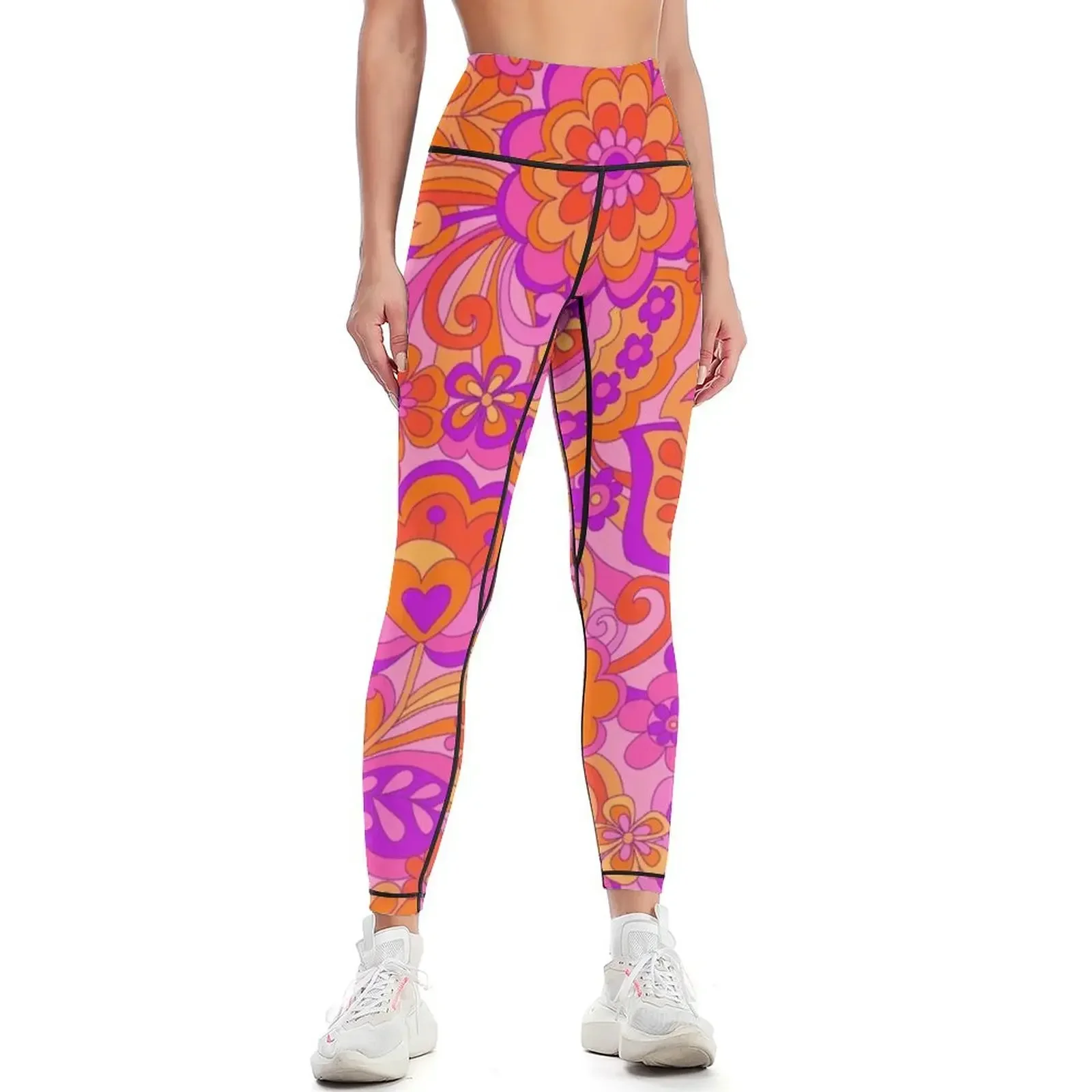 

Flower Power. 60's inspired happy design Leggings gym wear Jogger pants sport pants Womens Leggings