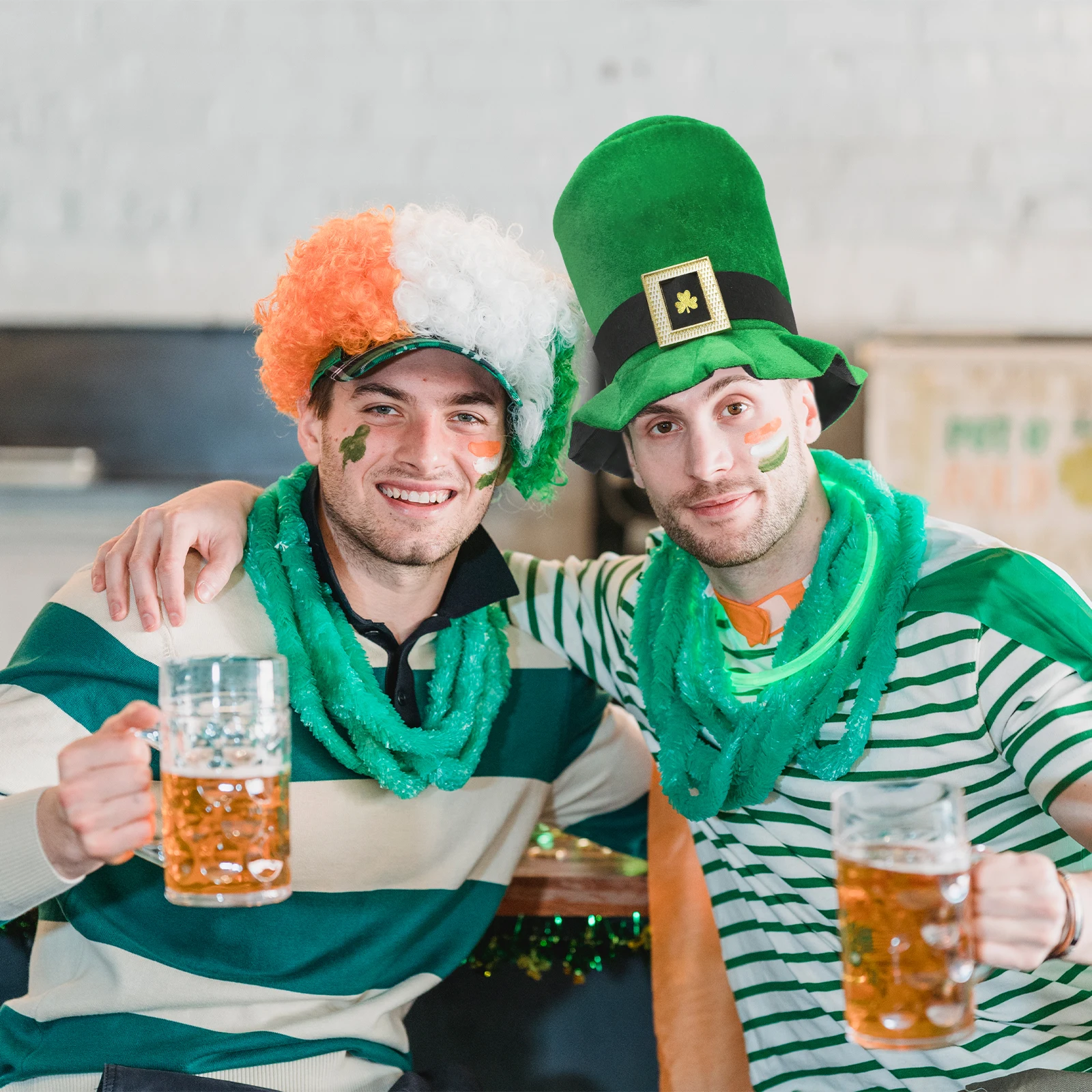 

St Patricks Day Hats Shamrock Pattern Bright Colors Adorable Style Festive Decorations Party Costume Accessories