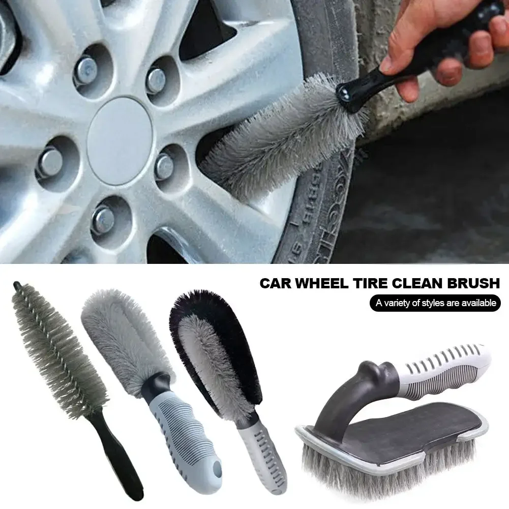 Car Wash Cleaning Brush Car Beauty Wheel Hub Gap Cleaning Tool Brush T-bend Handle Brush Car Special Tire Brush Auto Detailing