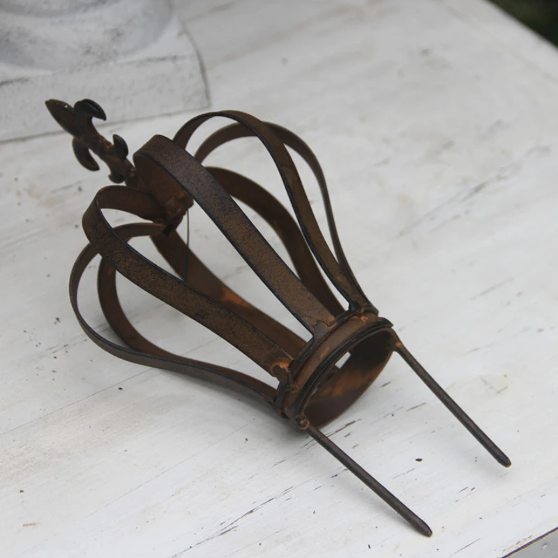 ريفي الحديد تاج الزخرفية حصة خمر حديقة صغيرة زخرفة لزهرية فناء ديكور تاج تحت عنوان حديقة حصة ديكور