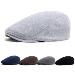 Newsboy Caps Men Casual Vintage Beret Knitted Cotton Cabbie Hat Autumn Winter Fashion Women Warm Flat Cap Unisex Adjustable