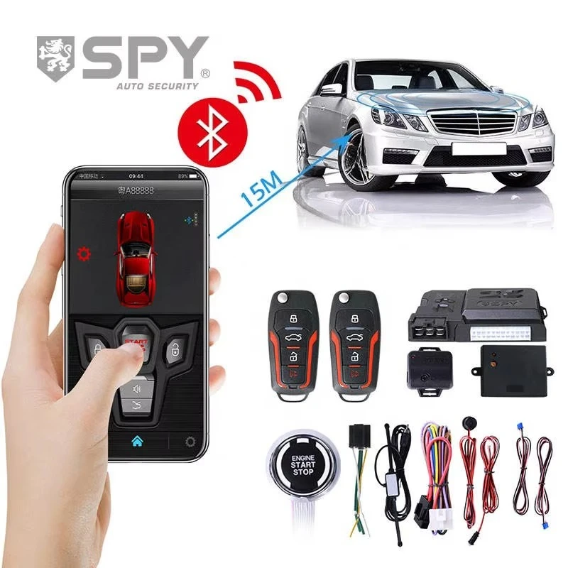 One-click start app Control SPY 12V Universal PKE Car bluetooth Alarm System With Remote Starter Control Secure Vibration Sensor