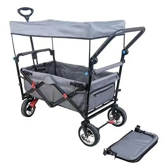 HW01 Wagon With Awning Multiple Pocket with zipper 4 wheels Camping With Folding Trolley  Moving Platform