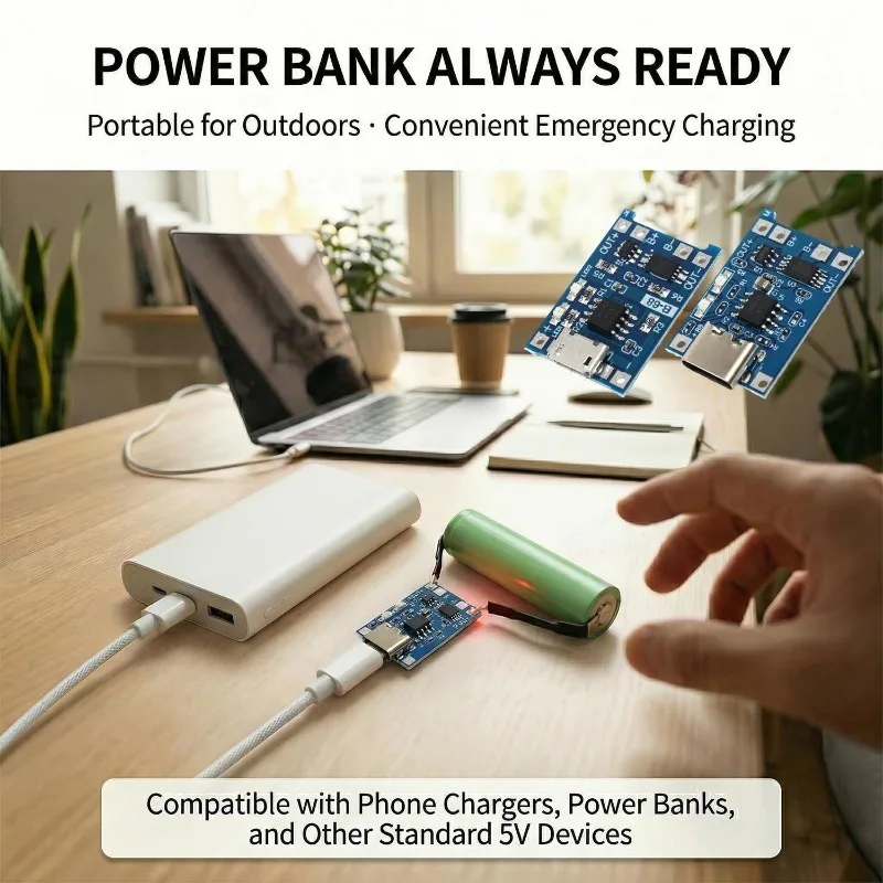 5V 3A Micro/Type-c/Mini 18650 TP4056 Lithium Battery Charger Module Charging Board with Protection Dual Functions Li-ion 1/5PCS view 4