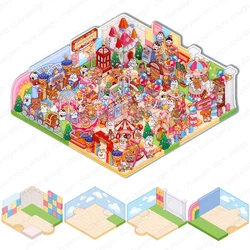 Cartoon Amusement Park Puzzle 3D DIY Landscape Sticker Pocket Cabin Scene Stacking Pasting Festival Birthday Gift for Kid Child