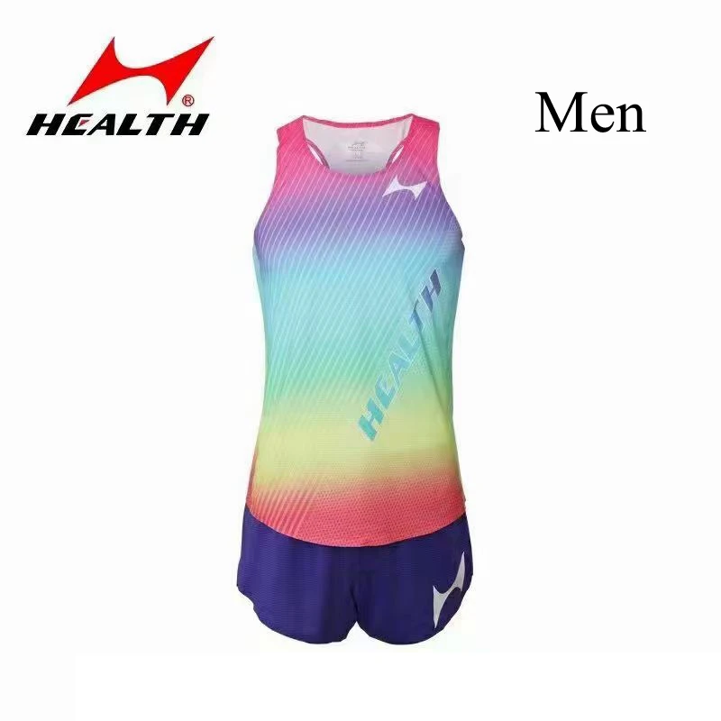 Health Summer Running Suits Men Sprint Vest And Shorts Breathable Sprints Outdoor Marathon Uniform Track And Field Sets