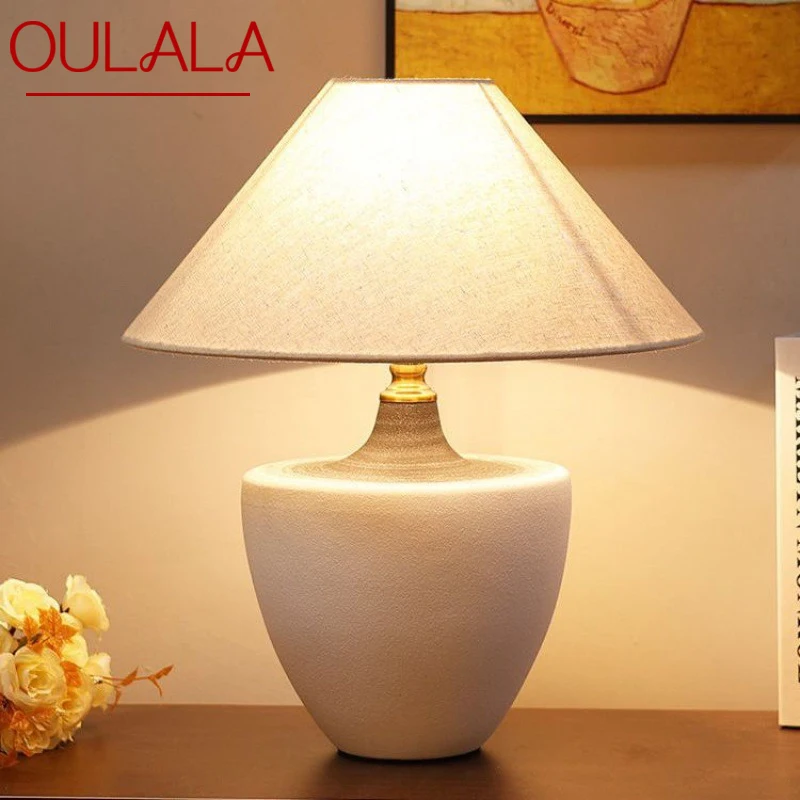 

OULALA Nordic Ceramic Table Lamp Modern Art Living Room Bedroom Study Villa LED Originality Desk Light