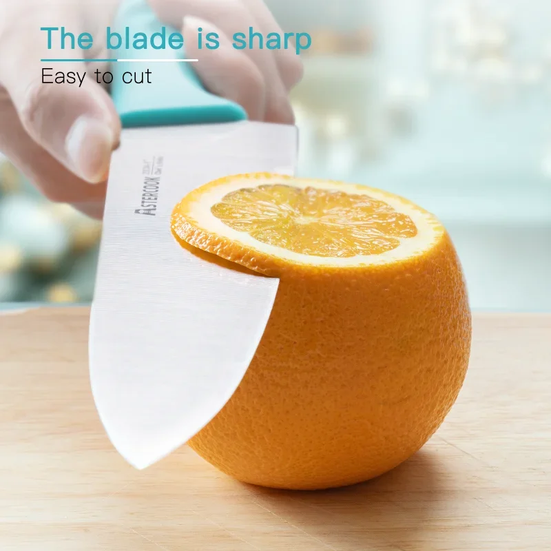 طقم مطبخ مكون من 14 قطعة، طقم مع كتلة مبراة مدمجة، آمنة للاستخدام في غسالة الأطباق، أزرق مخضر