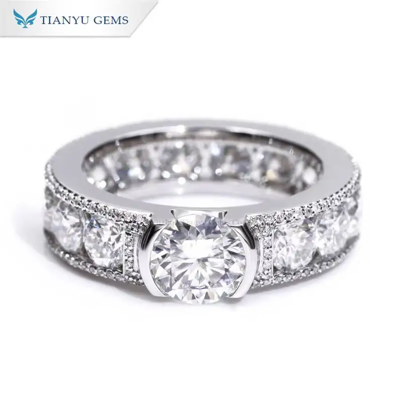 

Fine Jewelry Iced Out Hip Hop Cuban Link Ring 925 Sterling Silver 14K 18K Gold VVS Moissanite Diamond Finger Band Ring for Men