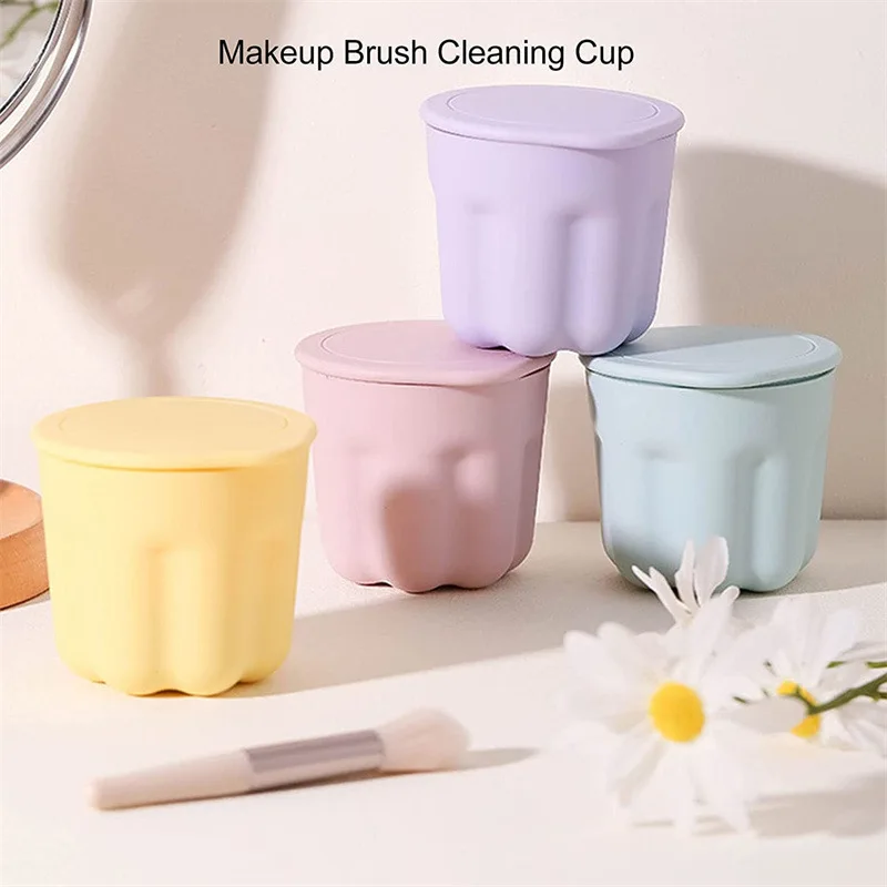 

2-in-1 Beauty Cleaning Tools Silicone Makeup Brush Cleaning Cup Drying Storage Stand