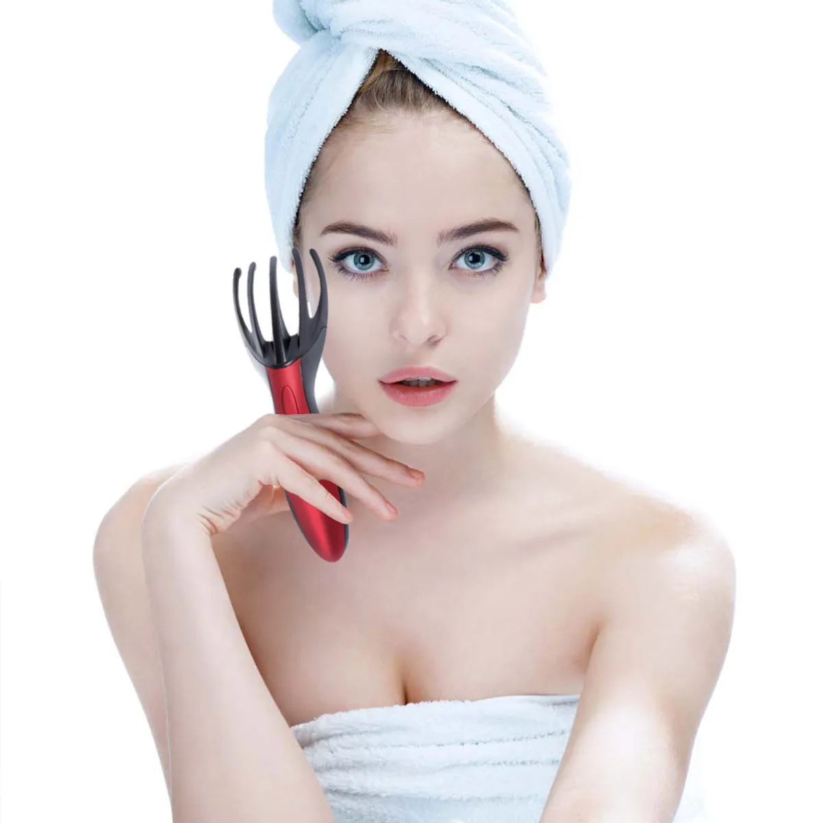 

Ручной массажер для головы и кожи головы красного цвета с многочастотной вибрацией, электрический прибор для улучшения кровообращения, снятия стресса и глубокого расслабления.