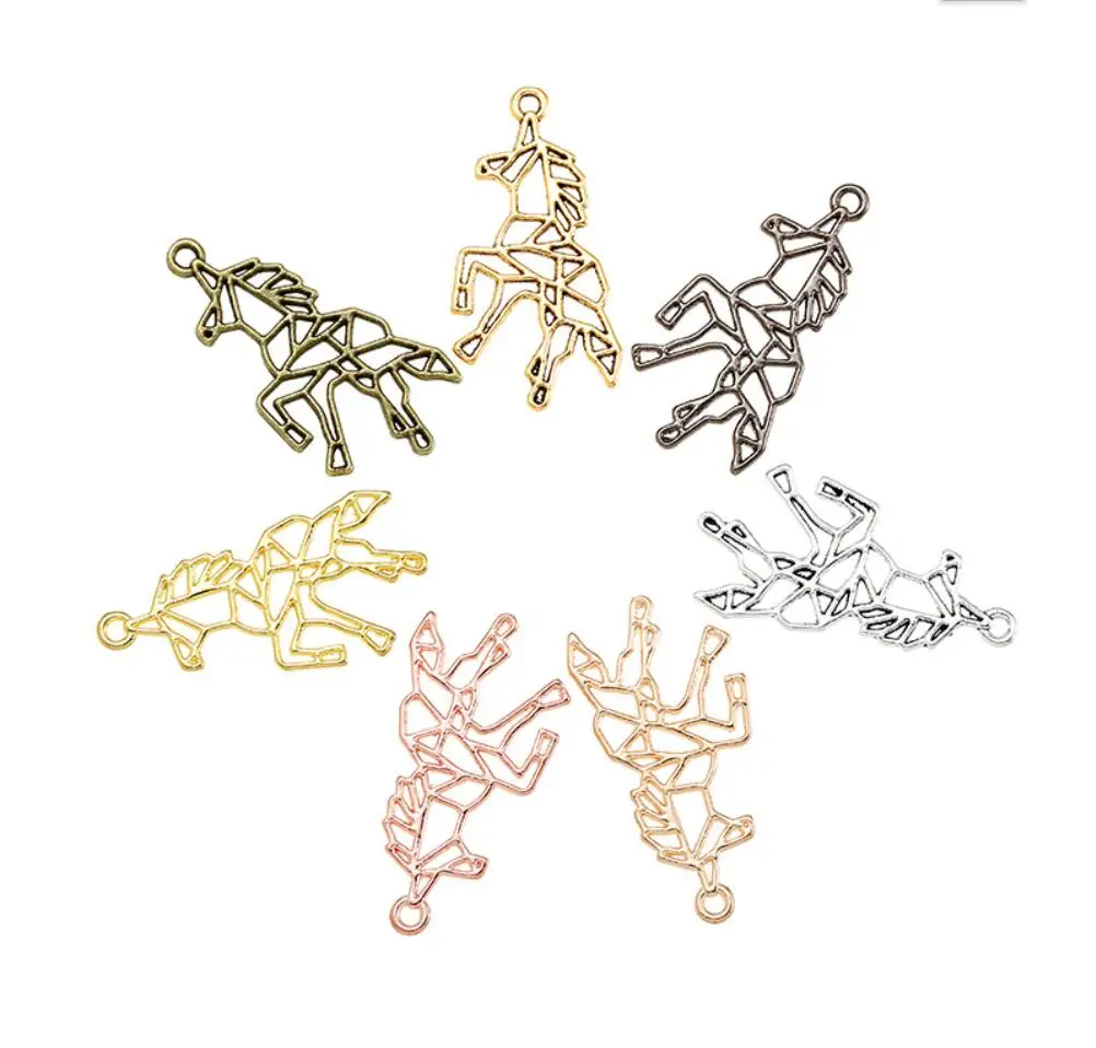 60pcs Charms Horse Unicorn 33*17mm Antique Silver Color Pendants Making DIY Handmade Tibetan Finding Jewelry F0533