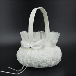 Flower Girl Basket Ceremony Love Case Satin Basket Storage Candy Small Gift Confetti Card Container Party Wedding Decoration