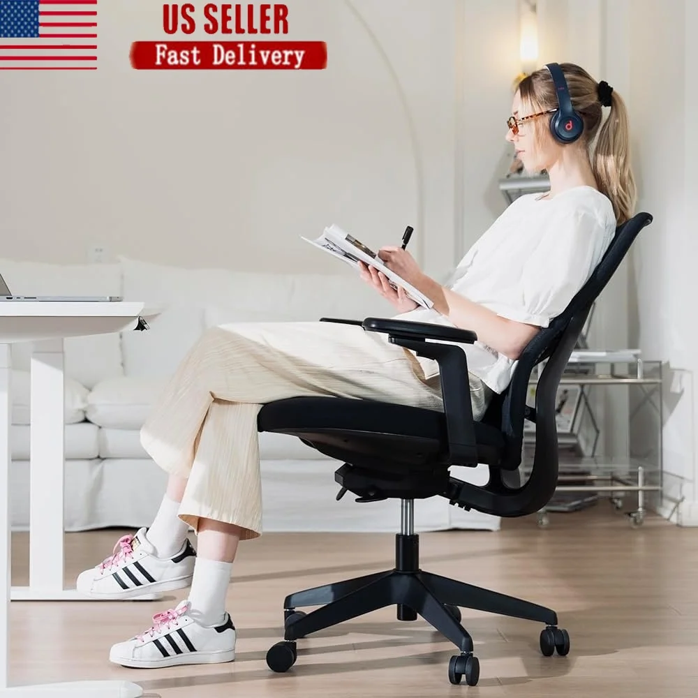

Ergonomic Office Chair Adjustable Seat Depth and Height 3D Armrests Mesh Desk Chair with Tilt Lock Support Home Office
