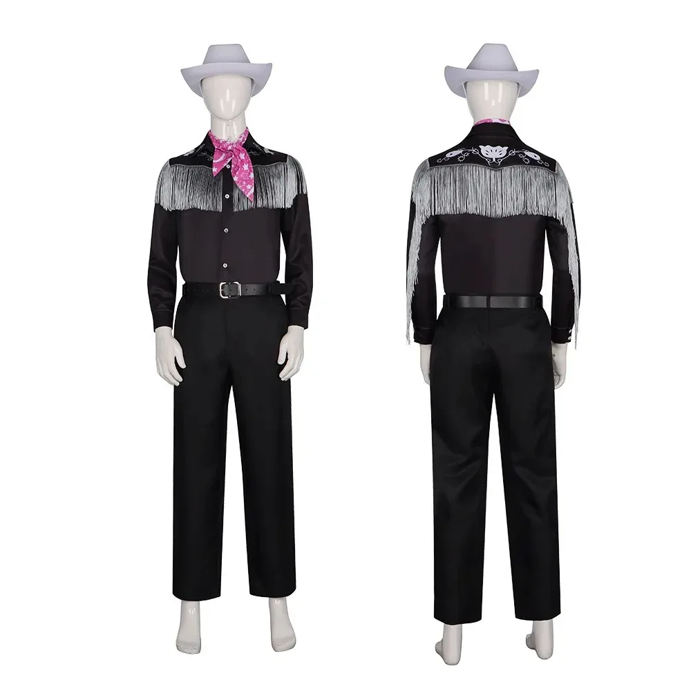 Movie Barbi Ken Ryan Gosling Cosplay Costume Men Women Kids Cowboy Hat Shirt Pants Suit Wig Party Halloween Uniform Full Costume