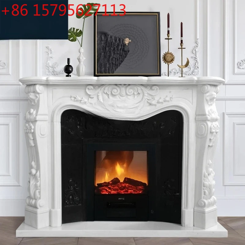 

French marble fireplace mantel retro living room background wall decoration customization