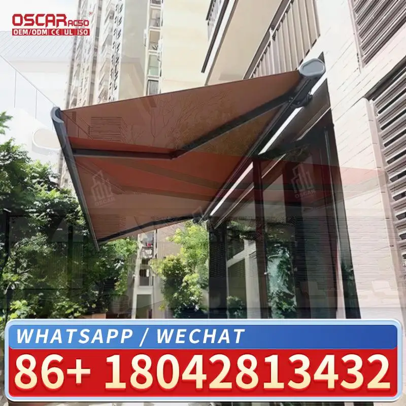 Electric Remote Controlled Retractable Sun Shade Windproof Canopy for Garden Patio Outdoor Use Retractable Awning
