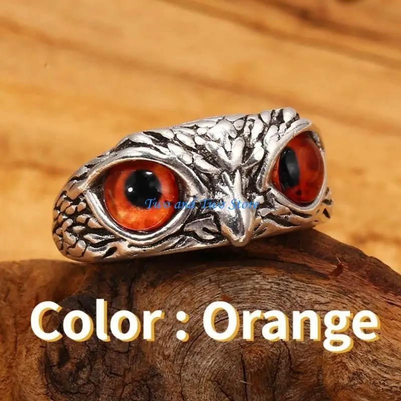 HX6F Owl Eye Ring Resizable Ring Men Women Wedding Fingle Accessories