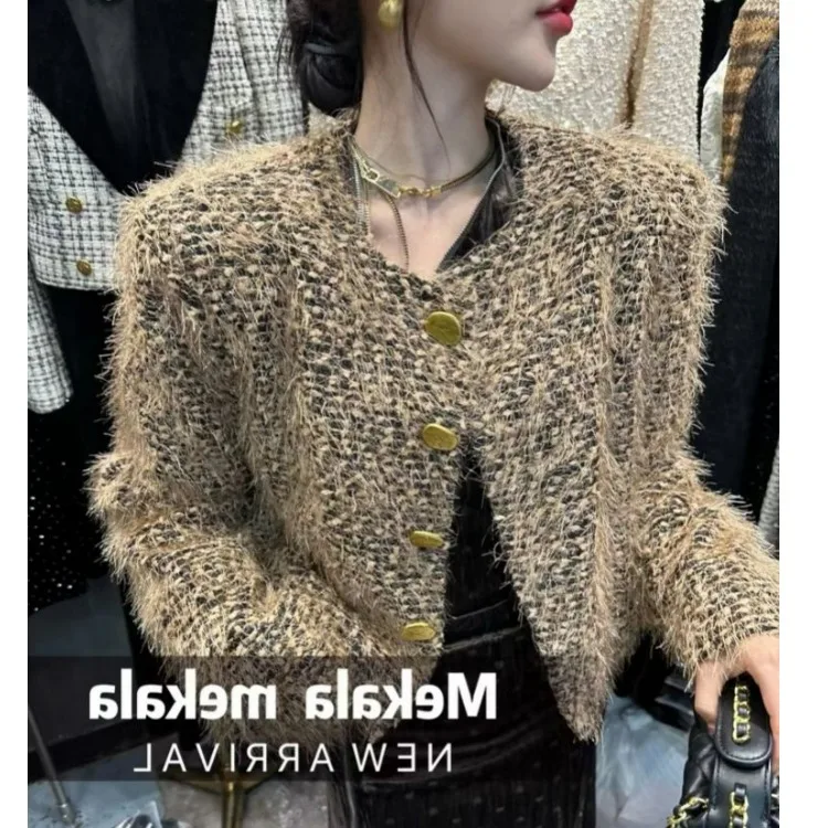 Stylish Slimming Short Plaid Coat for Women Beautiful Fashionable Autumn 2026 New Small Fragrance Style Polyester Fiber 100%