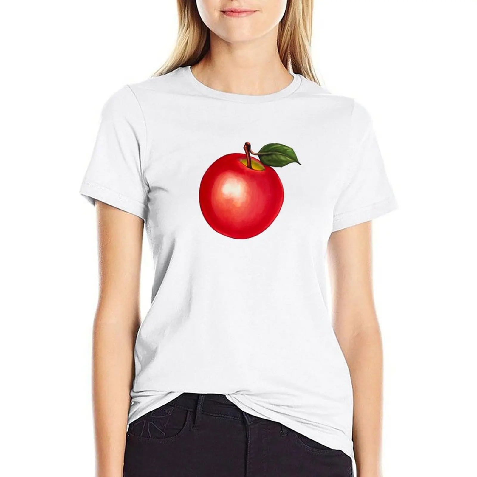 

Apple Pattern - Yellow T-shirt lady clothes Aesthetic clothing white t shirts for Women