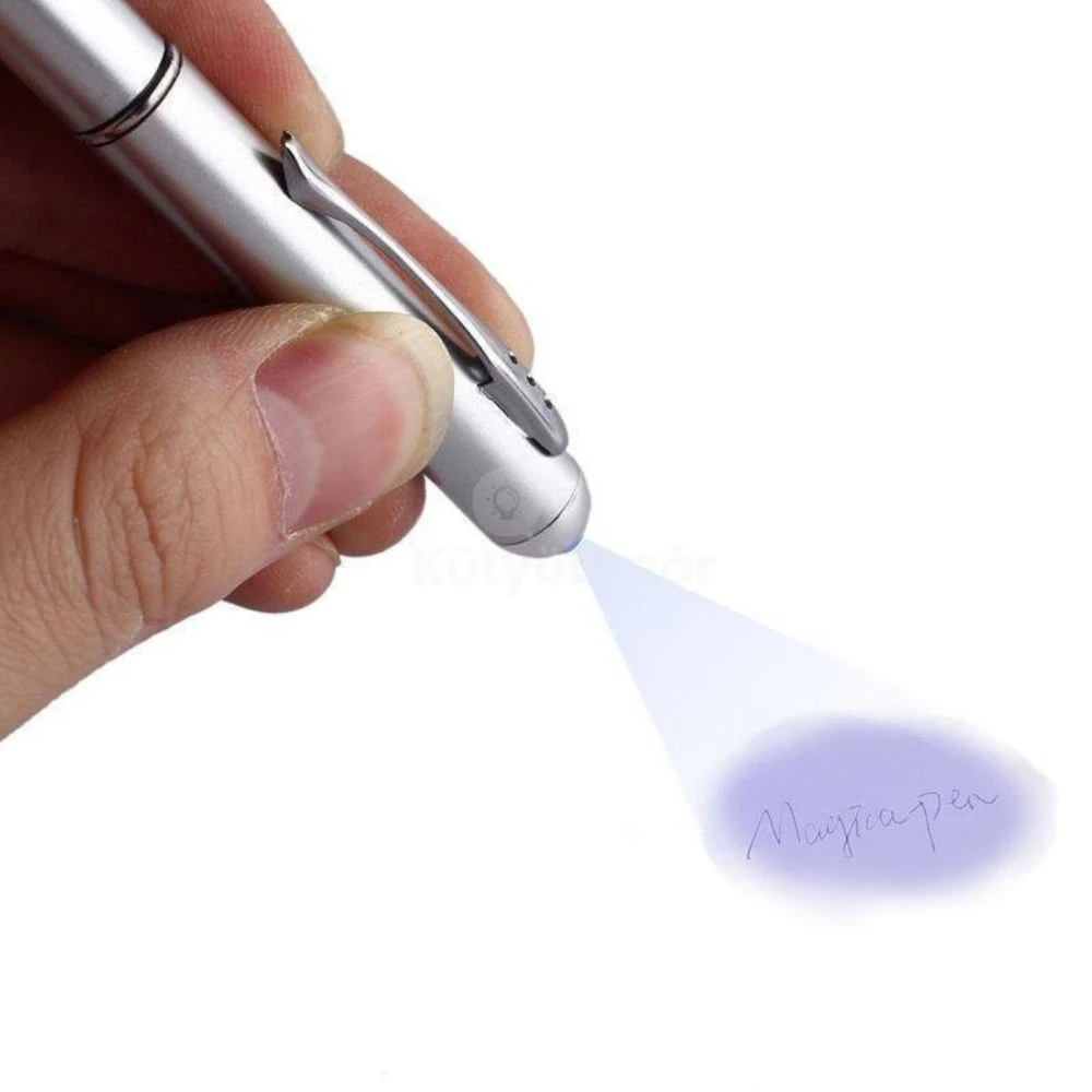 2pcs Invisible Ink LED Light Pen UV Multi-Function Fluorescent Atom Pen Banknote Verification Pen Glowing Ballpoint Pen