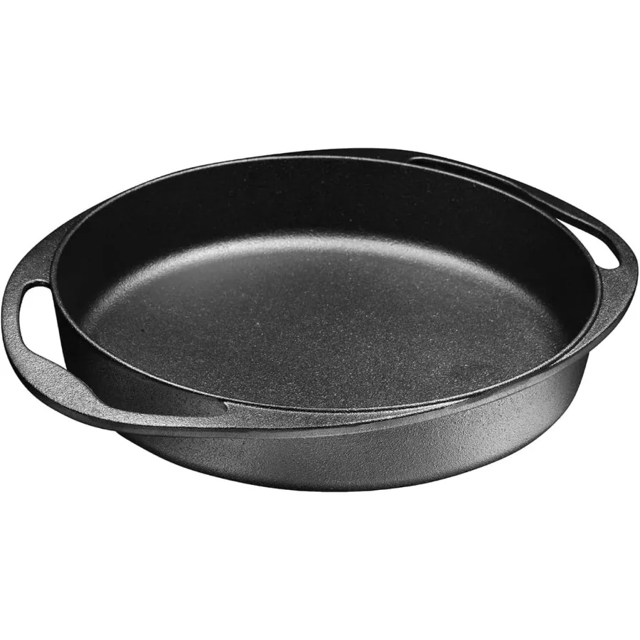 مقلاة خبز من الحديد الزهر المتبل مسبقًا 9.5 مستديرة غير لاصقة ذات مقبض مزدوج طبق تارت تاتين مثالي لمعجنات طاجنات Lasagna #1