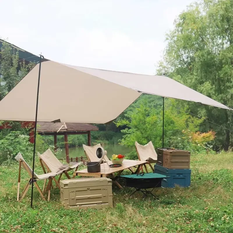 Folding Hiking Picnic Traveling Fishing Tarp Suit Include Poles Awning Portable Outdoor Waterproof Shade Tarp Tent Camping