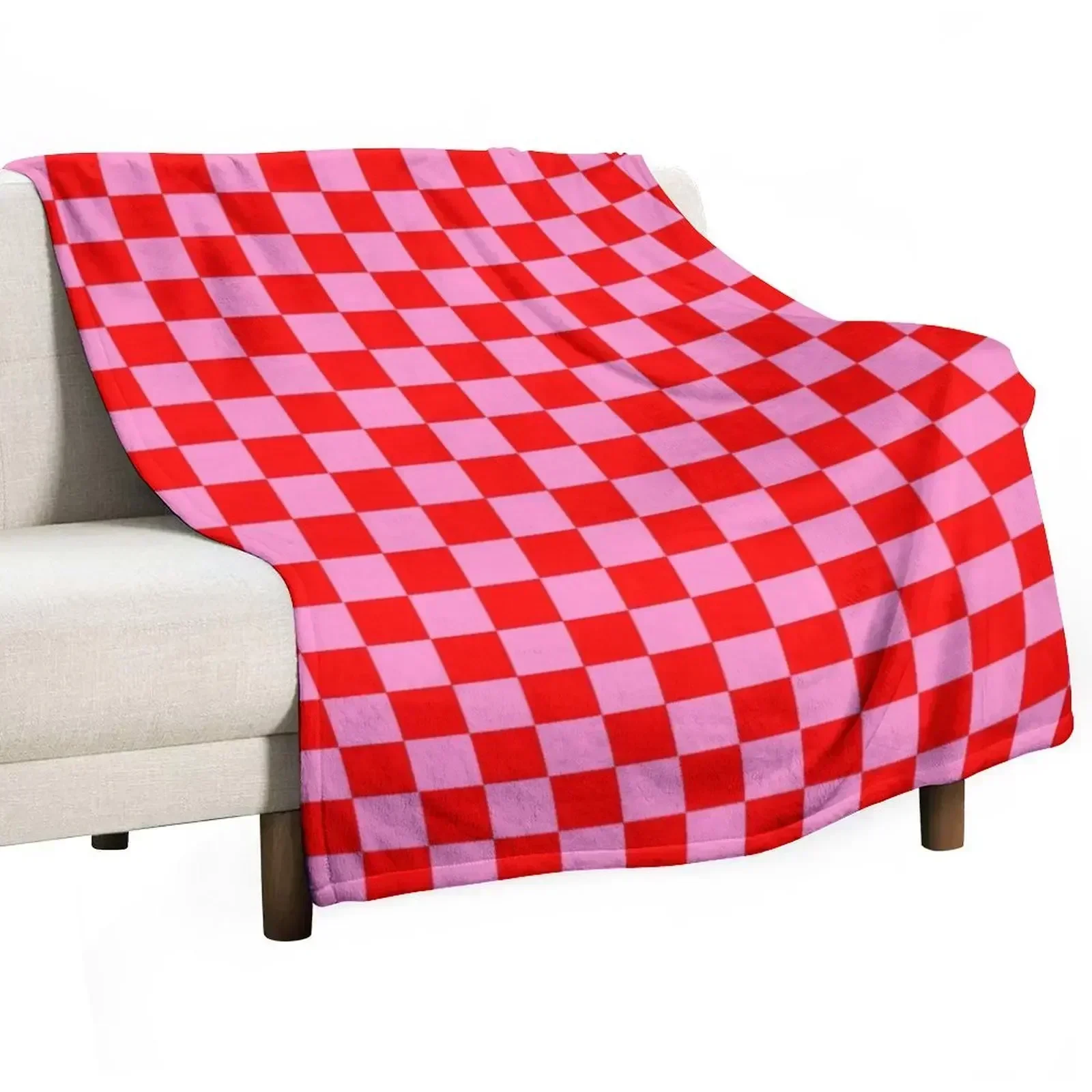 

red and pink checker pattern Throw Blanket Plaid on the sofa Stuffeds Blankets