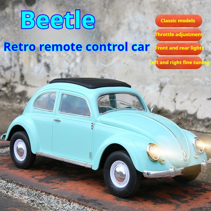 New Cxd 1/16 D62 Mini Full Scale Remote Control Car Rc Car Retro Beetle 1950 Climbing Car Simulation Model Toy Festival Gift