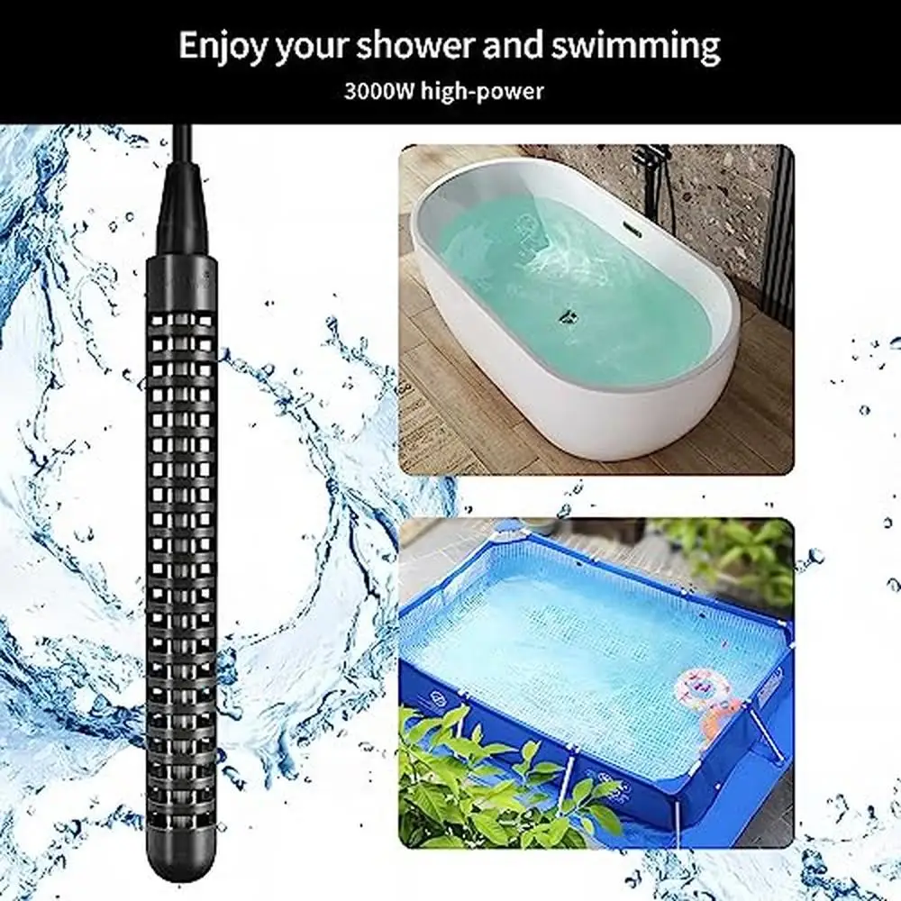 3000W Stainless Steel Immersion Water Heater 30 Gallons Bathtub and Pool Fully Submersible Electric Portable Heater High Quality