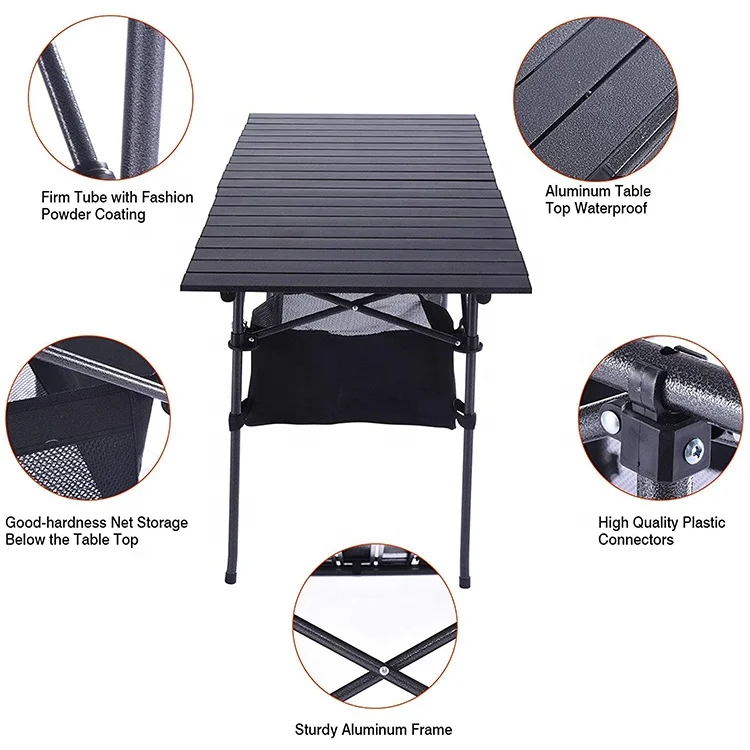 Folding Tables Camping Roll Up Aluminum Portable Square Table for Outdoor Hiking Picnic