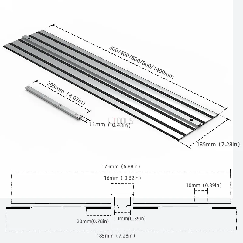 원형 톱 트랙 스트레이트 컷 트랙 가이드 레일, 알루미늄 압출 가이드 레일, DIY 목공 도구, 300-400mm