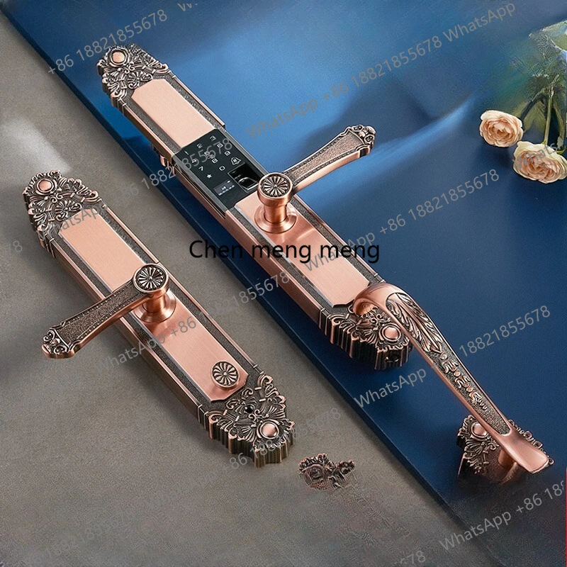 

Villa door fingerprint lock household anti-theft double door password lock European high-end home copper door smart lock