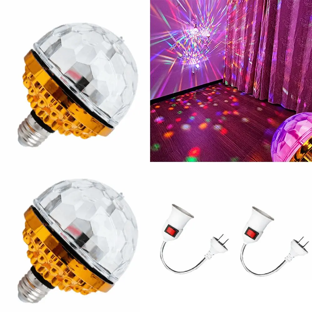 

2 Pack Modern AC 85-265V LED Disco Light E27 Golden Disco Ball Light With Socket Colorful Magic Ball Light Karaoke