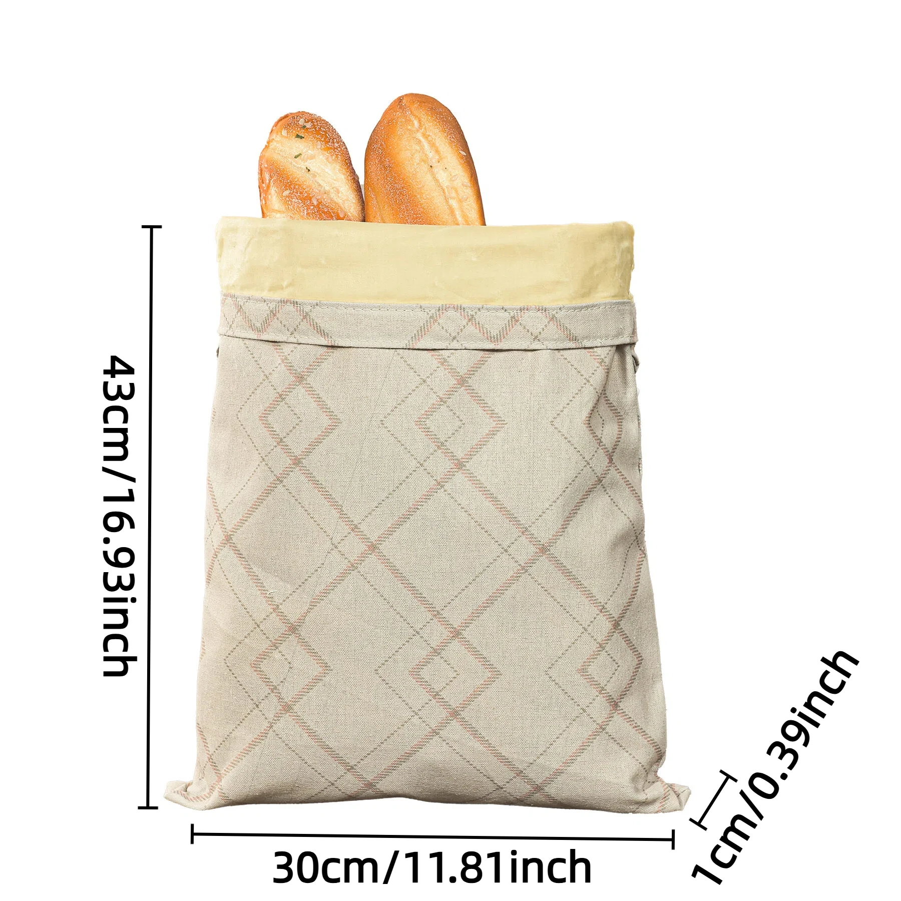 Large-Capacity Cotton-Linen Bread Bag Snap-Lock Zipper Freshness Storage Bag Reusable Food-Grade Double-Layer Cotton Storage Bag