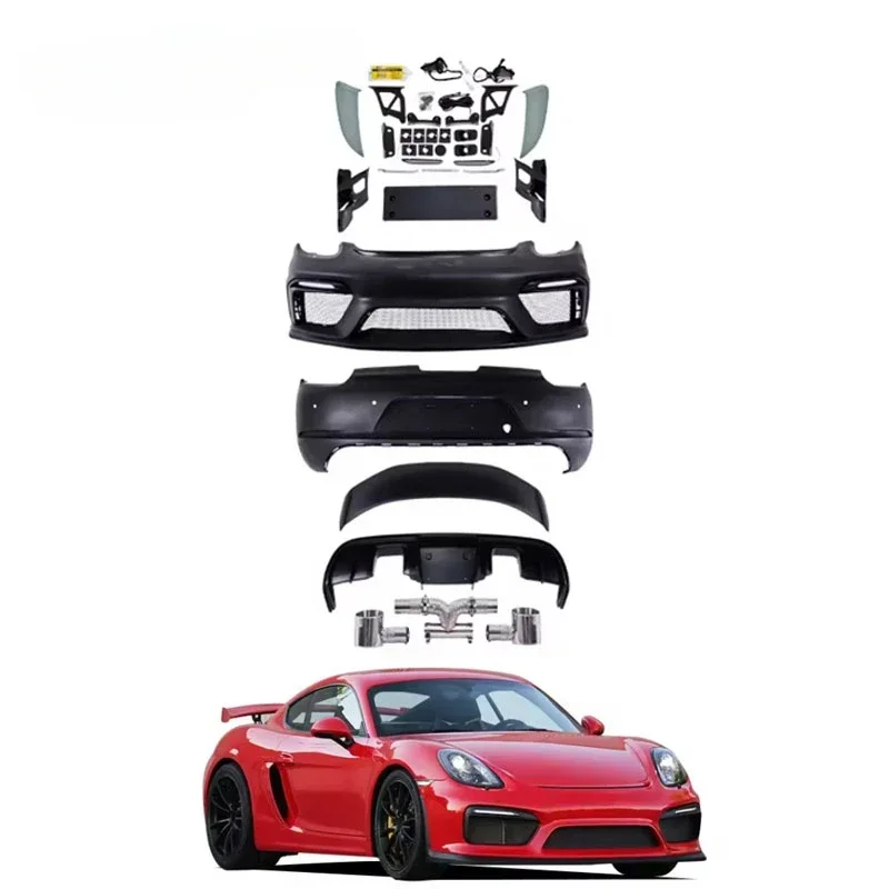 Carbon Fiber  Front Rear Spoiler Side Skirts 987 updated GT4 style Car Body kit for Porsche Cayman Boxster Spyder 987