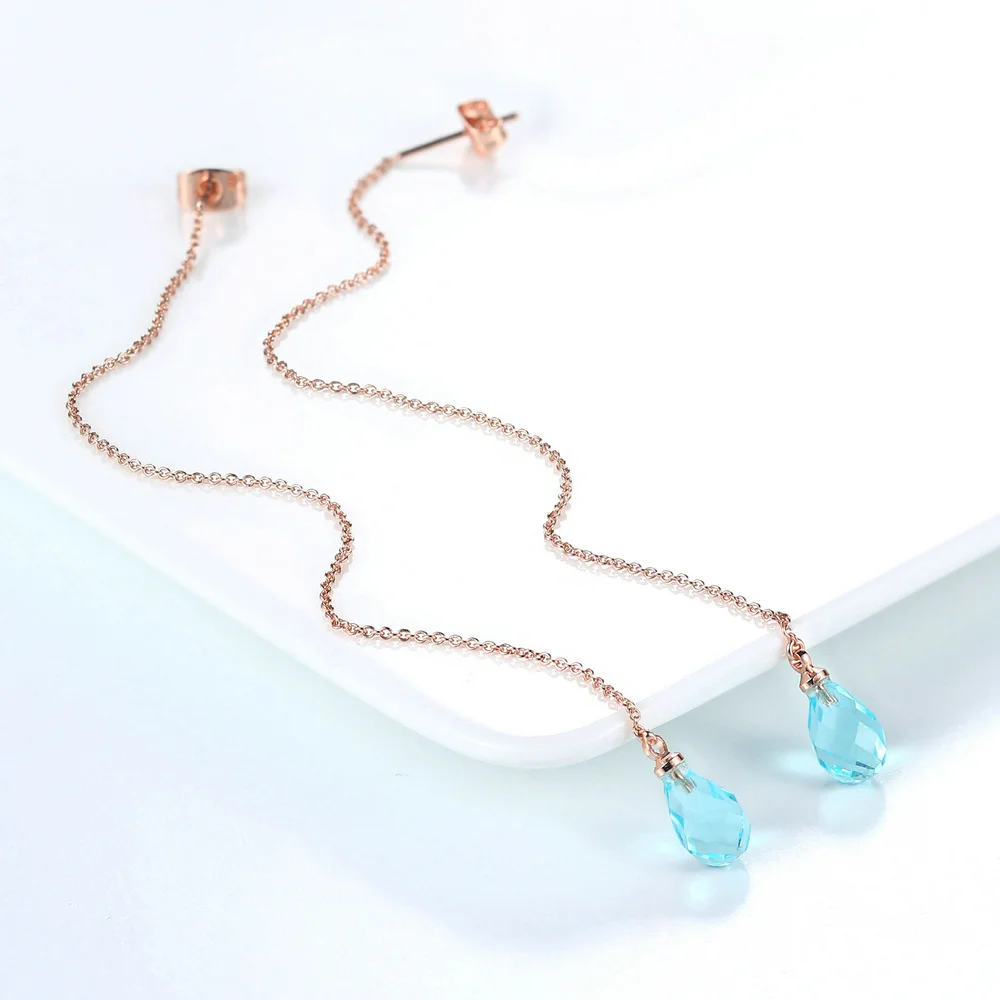 Chain Long Dangle Drop Earrings For Women Girls Female Crystal Tassel Ear Jewelry Making Wholesale DWKC158M