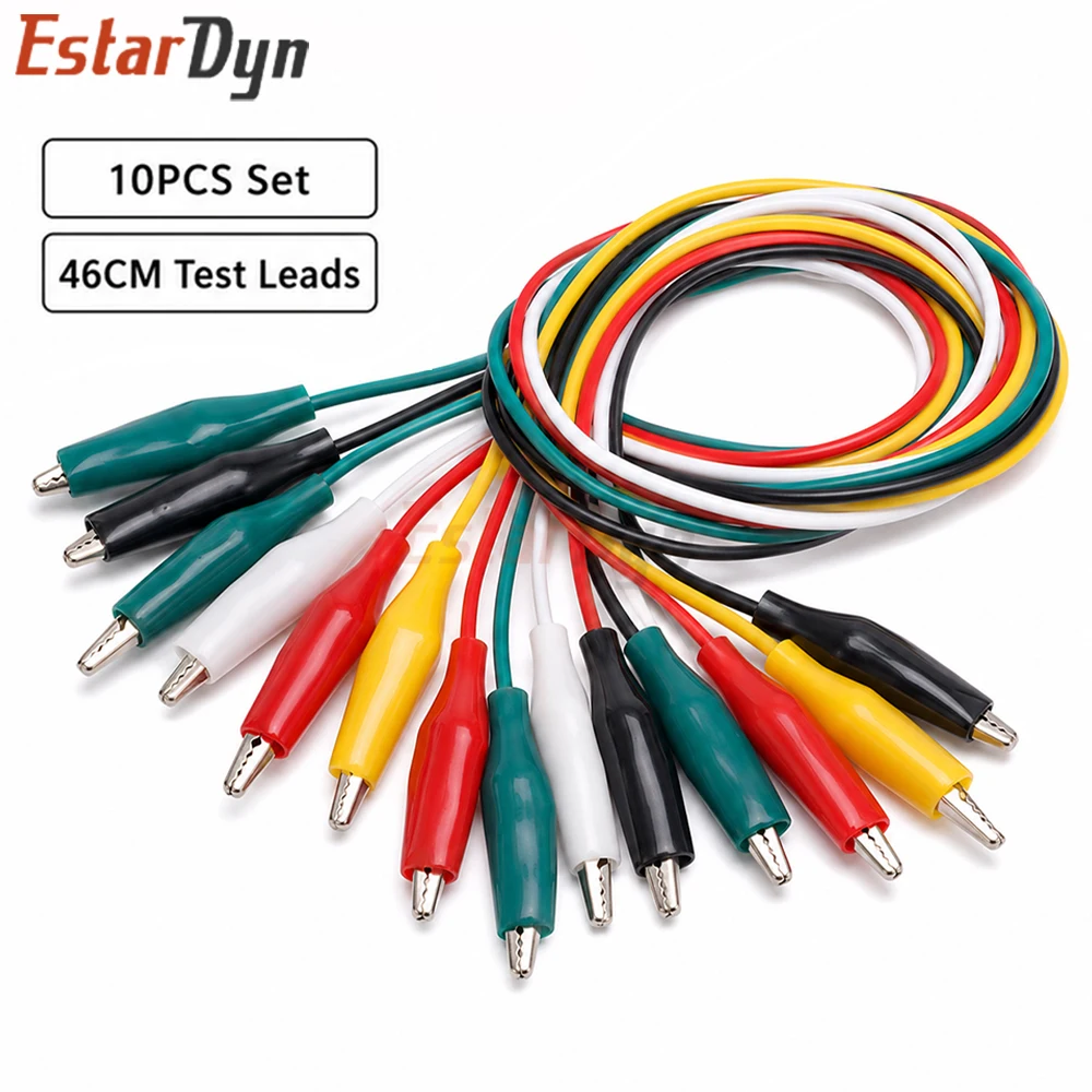Estardyn 10 pièces 46 cm Câbles de test à pinces crocodiles double extrémité pour électronique DIY