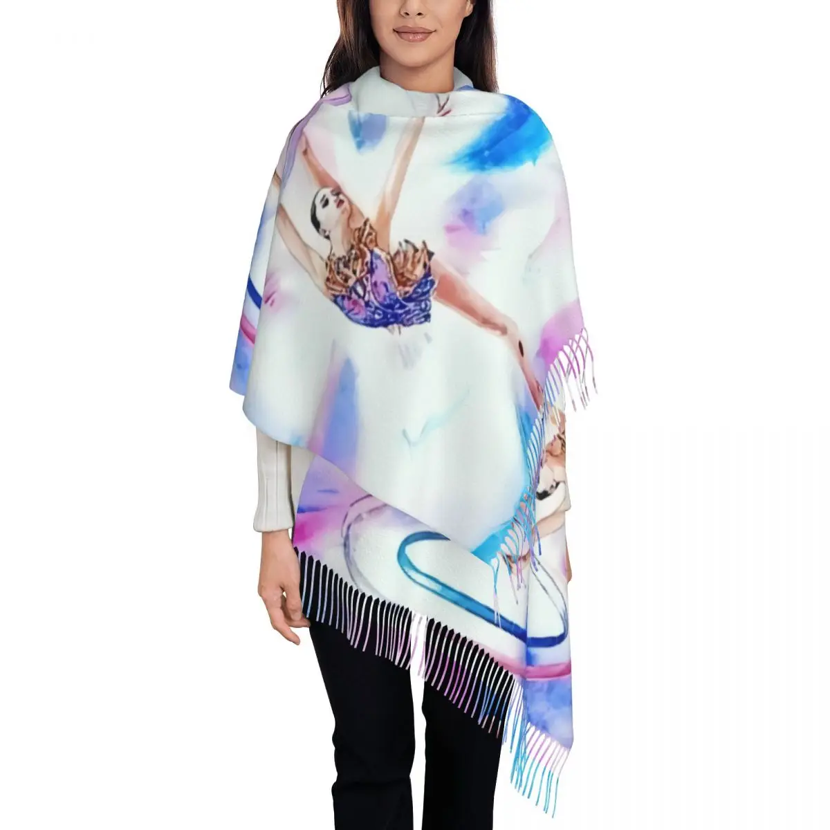 Custom Printed Elegant Gymnastics Art Print Scarf Women Men Winter Fall Warm Scarves Shawls Wraps