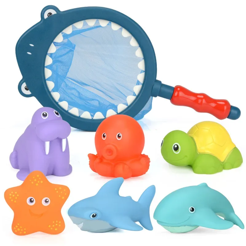 Juguetes de baño para bebés, conjunto de tiburón de natación de dibujos animados, equipo de playa, bañera de bebé, juguetes de bobinado, productos para bebés