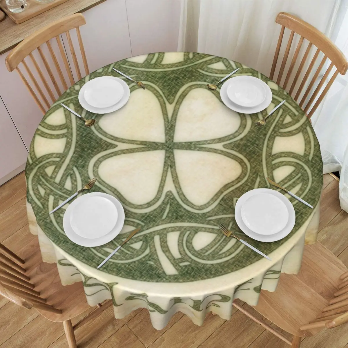 Custom  Oilproof Four Leaf Clover Blessing Lucky Table Cover Slainte Or To Your  Tablecloth for Dining 60 inches Table Cloth