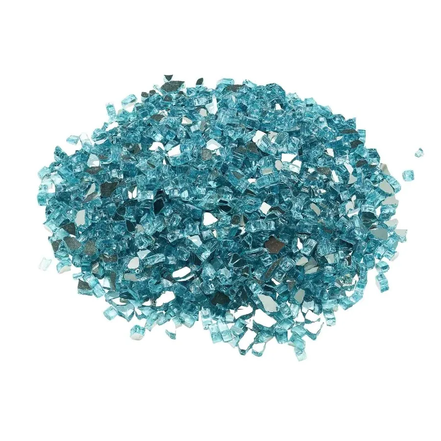 Copa contra incendios de 20 libras, 1 y 2 pulgadas, rocas de cristal para chimenea, mesa para fogones, azul agua
