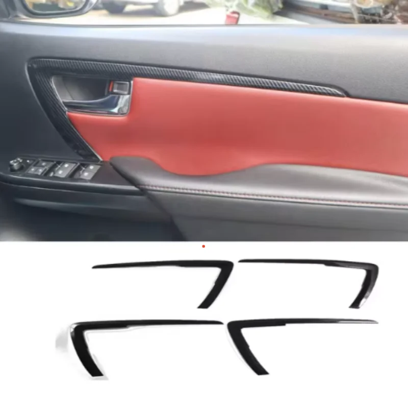 For Toyota Fortuner 2016-2022 ABS carbonfiber Inner Door Handle Handrail Panel Cover armrest Strip Decoration Panel Strip cover